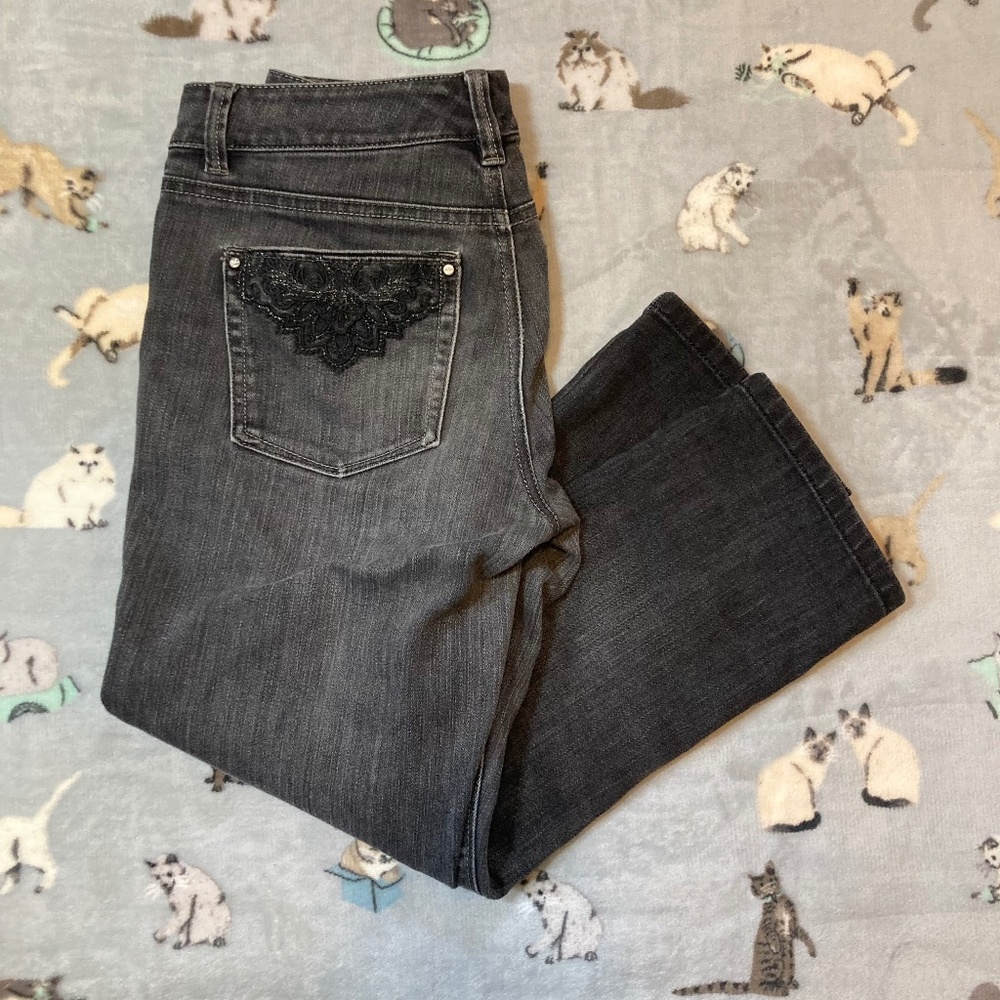 Wht House Blk Market Blanc Jeans Cropped Women's 30”Waist 23”Inseam Gray Denim